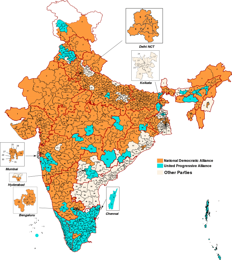 Carte électorale de l'Inde, 2019